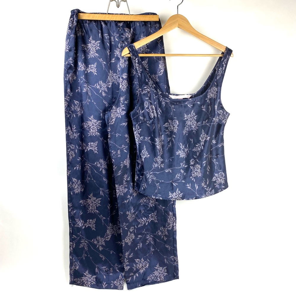 Victoria’s Secret Satin Floral Blue Pajama Set